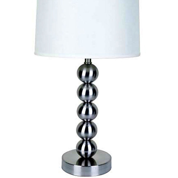 English Elm 28" Elegant Metal Table Lamp with Satin Nickel Curvy Base, White Linen Shade, 60W Max, 13x11 Shade B072116068
