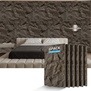 English Elm 3d Faux Stone Pu Wall Panels Set Lightweight Flame Resistant Architectural Accent Carbon Black W347P419801