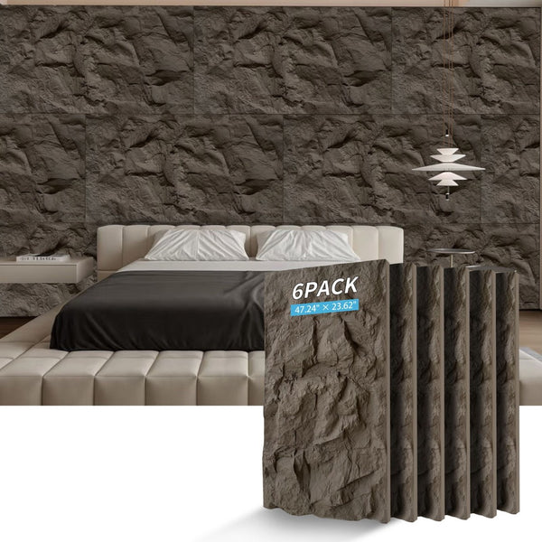English Elm 3d Faux Stone Pu Wall Panels Set Lightweight Flame Resistant Architectural Accent Carbon Black W347P419801