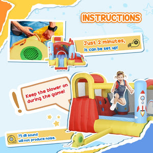 English Elm Outsunny 4in1 Backyard Inflatable Bounce Castle with Dual Slides and Splash Pool W2225P200472