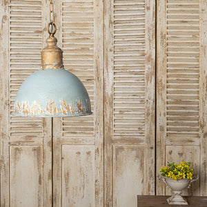 English Elm Retro Blue Pendant Light Vintage-Inspired Metal Shade, Rich Blue Finish for Cozy Elegant Interiors W2946P243894