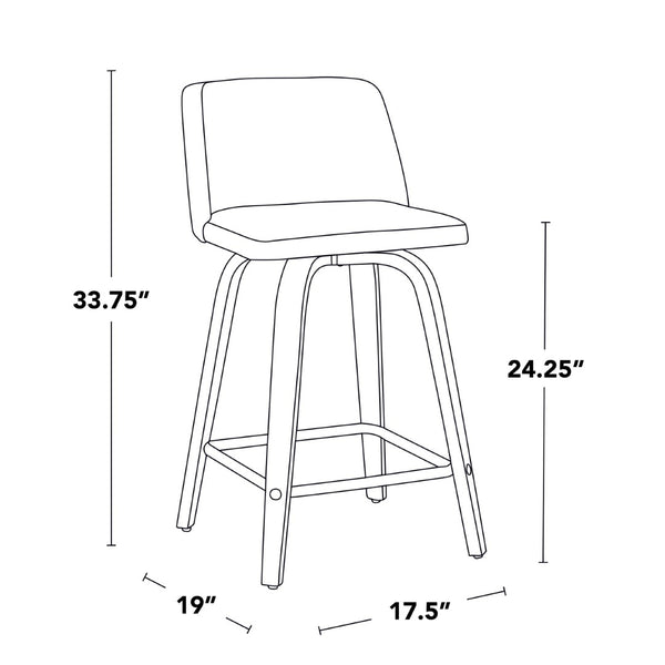 English Elm Fixed-height Swivel Counterstools Faux Leather Seat Wood Frame Chrome Footrest Set B202S01769