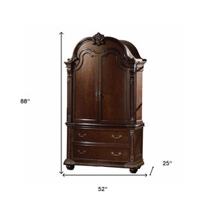 Homeroots 52" Espresso Solid Wood Two Drawer Combo Dresser  Solid Wood 348164