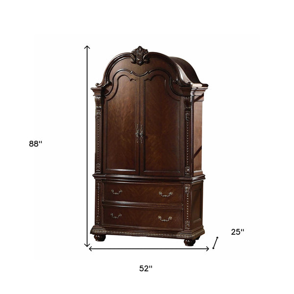 Homeroots 52" Espresso Solid Wood Two Drawer Combo Dresser  Solid Wood 348164