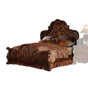 HomeRoots 88" Elegant Cherry Oak Eastern King Bed with Intricate Carvings, Claw Feet & Durable Design Features 348166