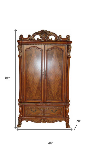 HomeRoots 82" Brown Solid and Manufactured Wood Cabinet - Elegant Storage Solution for Any Room Décor 348167