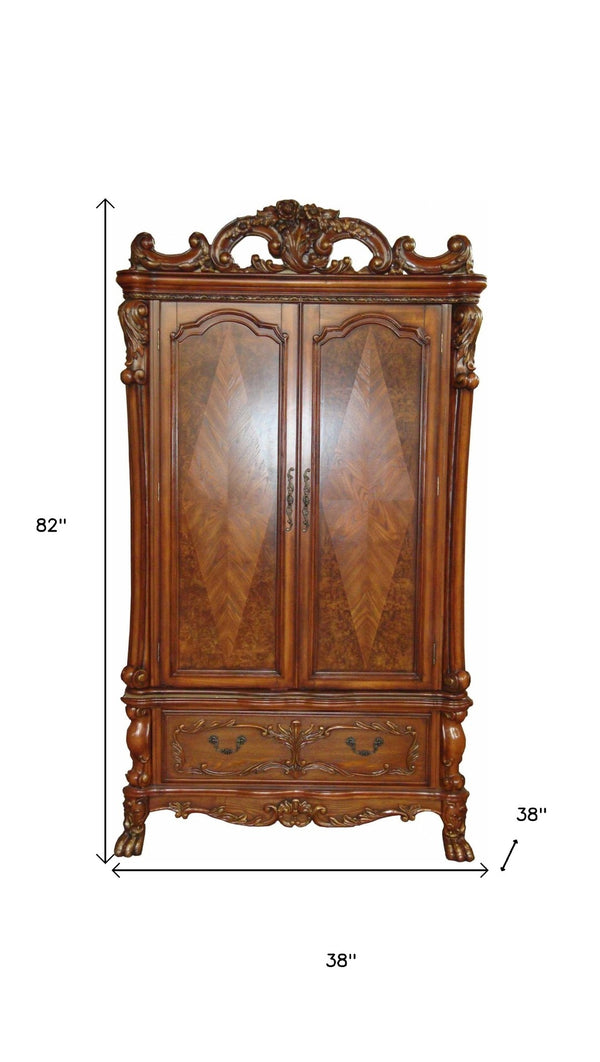 HomeRoots 82" Brown Solid and Manufactured Wood Cabinet - Elegant Storage Solution for Any Room Décor 348167