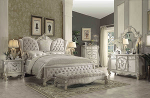 Homeroots 91" X 96" X 75" Ivory Velvet Bone White Upholstery Poly Resin Eastern King Bed  Polyresin 348175