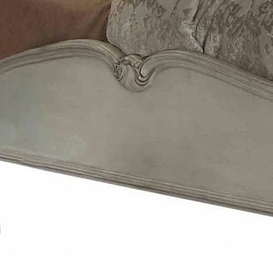 Homeroots 76" X 95" X 73" Vintage Gray Pu Bone White Wood Poly Resin Upholstery Queen Bed  Wood 348179