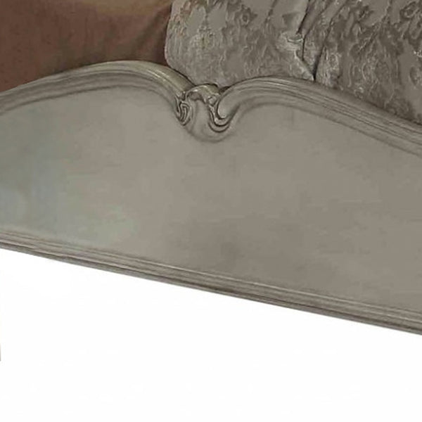 Homeroots 76" X 95" X 73" Vintage Gray Pu Bone White Wood Poly Resin Upholstery Queen Bed  Wood 348179