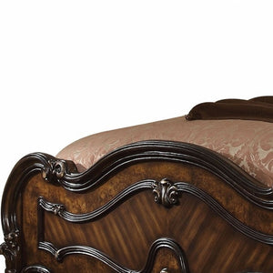 HomeRoots Dark Brown Solid Wood Bed Frame – Timeless European Design with Carved Scrollwork for Elegant Bedrooms California King 348180