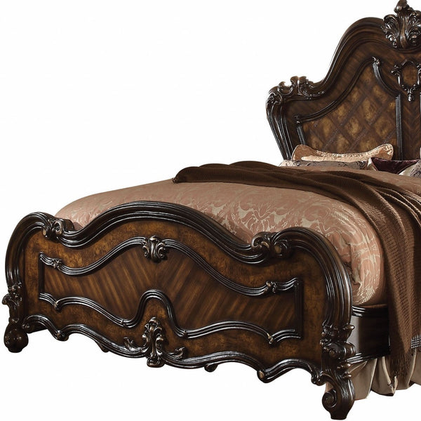Homeroots Dark Brown Queen Bed Frame  Polyresin And Manufactured Wood 348182