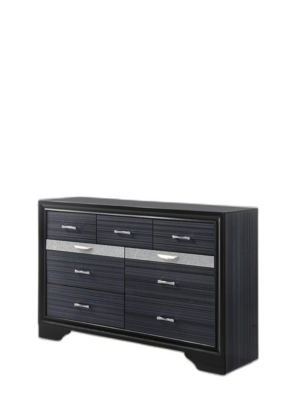 Homeroots 63" Black Manufactured Wood Nine Drawer Gentlemans Chest  Manufactured Wood 348186