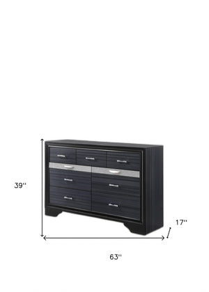 Homeroots 63" Black Manufactured Wood Nine Drawer Gentlemans Chest  Manufactured Wood 348186
