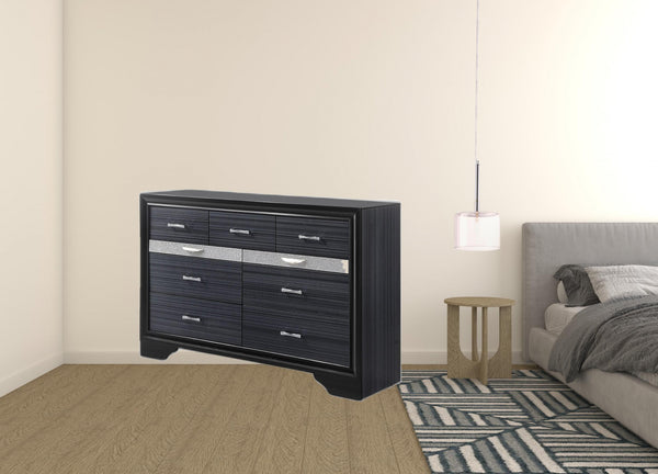 Homeroots 63" Black Manufactured Wood Nine Drawer Gentlemans Chest  Manufactured Wood 348186