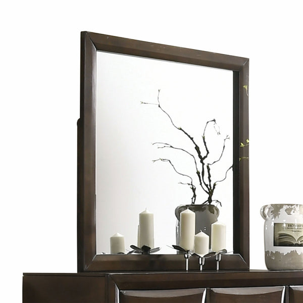 Homeroots Walnut Wooden Rectangular Mirror  Wood 348190