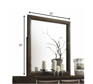 Homeroots Walnut Wooden Rectangular Mirror  Wood 348190