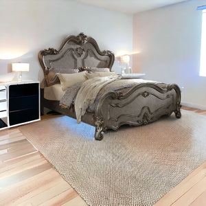 Homeroots Queen Gray Bed  Polyresin And Manufactured Wood 348202