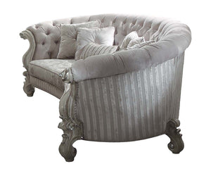 Homeroots 55" Ivory Velvet Curved Floral Sofa And Toss Pillows With Gray Legs Ivory Velvet Bone White  348228