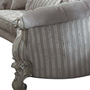 Homeroots 55" Ivory Velvet Curved Floral Sofa And Toss Pillows With Gray Legs Ivory Velvet Bone White  348228
