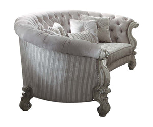 Homeroots 55" Ivory Velvet Curved Floral Sofa And Toss Pillows With Gray Legs Ivory Velvet Bone White  348228