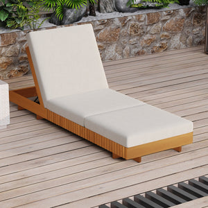 English Elm Christopher Knight Home® - Lounge Chaise Set - Stylish Acacia Wood With Cream Cushion & Adjustable Backrest For Ultimate Comfort N770P281696C_N770P208317C