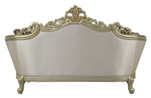 HomeRoots 78" Gold Floral Loveseat with Pillows - Elegant Comfort, Timeless Design for Luxurious Living Spaces 348232