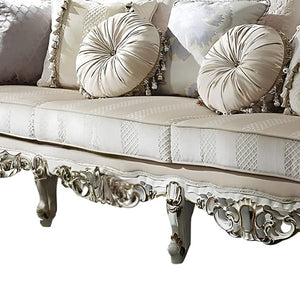 Homeroots 36" Pearl Polyester Blend Curved Floral Sofa And Toss Pillows   348234