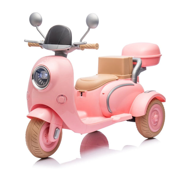 English Elm 12v Dual Motor Two Seater Kids Electric Ride on Motorcycle with Bluetooth Led and Trunk Pink W1578P268012