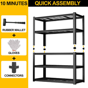 English Elm 59" Wide Black Metal Shelving Unit with Removable Dividers for Garage or Office T3625P455778