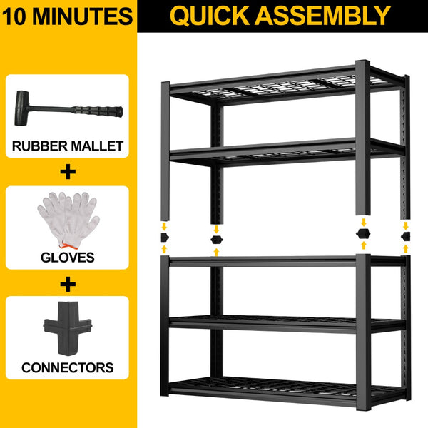 English Elm 59" Wide Black Metal Shelving Unit with Removable Dividers for Garage or Office T3625P455778