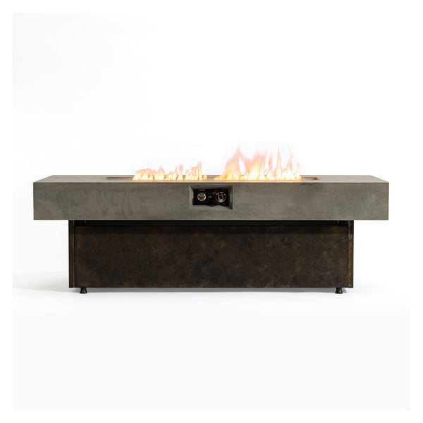 English Elm Tabletop 50,000 BTU Propane Fire Pit Table 57.7" x 25.6", Adjustable Heights, Cement Textured Patio Fireplace W853P368310