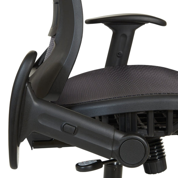OSP Home Furnishings Dark Air Grid Mesh Manager Chair with Lumbar Support and Ergonomic Adjustable Arms 515-77N1F2