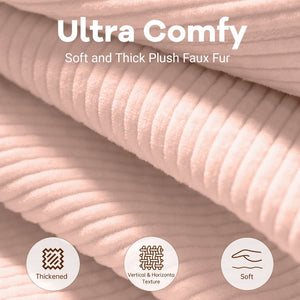 English Elm Curved Corduroy Suede Lounger with Ottoman Ergonomic Support for Modern Small Spaces Pink W3737P423730