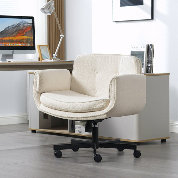 English Elm Criss Cross Wide Seat Pu Leather Swivel Task Chair with Removable Headrest W3118P404123