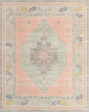 Unique Loom Whitney Geneva Machine Made Border Rug Pink, Blue/Light Blue/Gray 9' 10" x 14' 1"