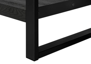 English Elm Accent C-Shaped Side Table with Reclaimed Wood-Look Top and Sleek Metal Frame for Small Spaces Black 28 L x 15 W x 9 H B2710P219149