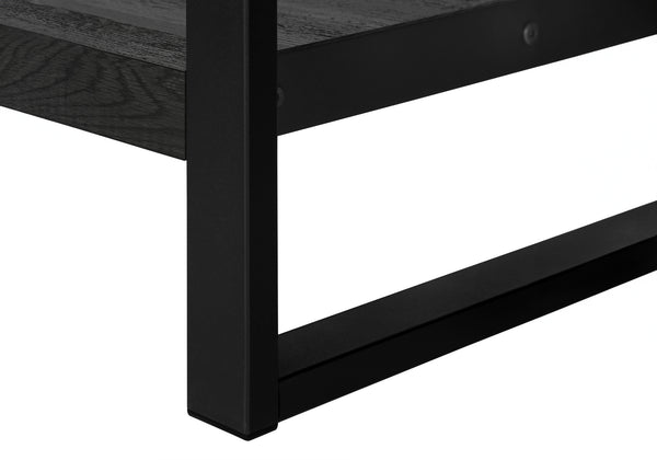 English Elm Accent C-Shaped Side Table with Reclaimed Wood-Look Top and Sleek Metal Frame for Small Spaces Black 28 L x 15 W x 9 H B2710P219149