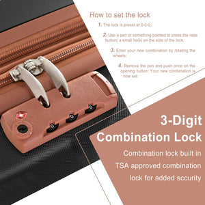 English Elm Hardshell Abs Checked Suitcase with 360 Spinner Wheels Expandable Tsa Lock 28 Inch Black Brown N730P296747A