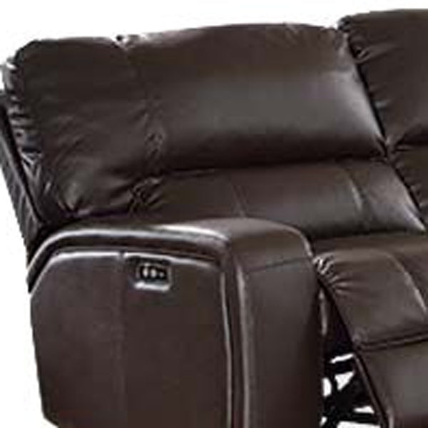 Homeroots Espresso Faux Leather Power Reclining L Shaped Six Piece Corner Sectional With Console   348638