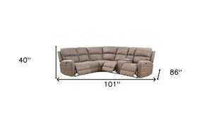 Homeroots Brown Top Grain Leather Power Reclining Curved Six Piece Corner Sectional With Console   348639