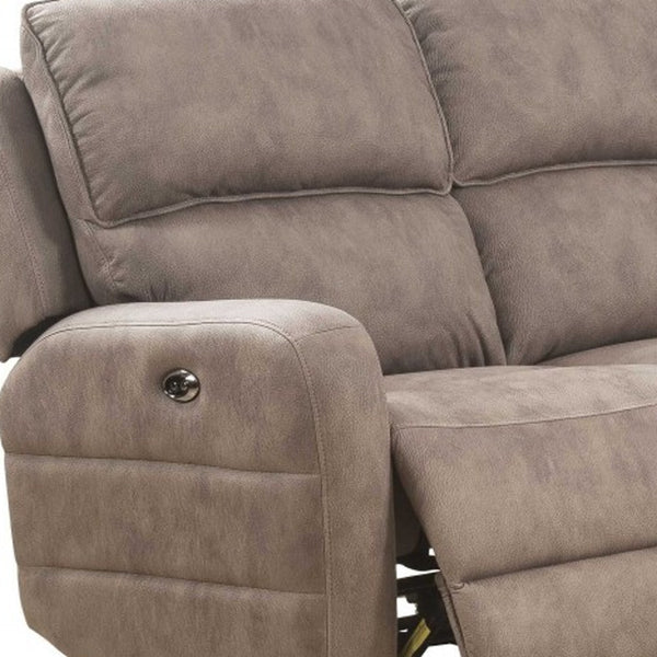 Homeroots Brown Top Grain Leather Power Reclining Curved Six Piece Corner Sectional With Console   348639