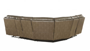 Homeroots Taupe Leather Power Reclining L Shaped Six Piece Corner Sectional With Console   348640