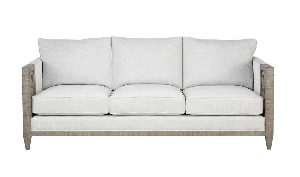 Homeroots 38" White Fabric Sofa With Black And Gray Legs   348643