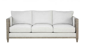 Homeroots 38" White Fabric Sofa With Black And Gray Legs   348643