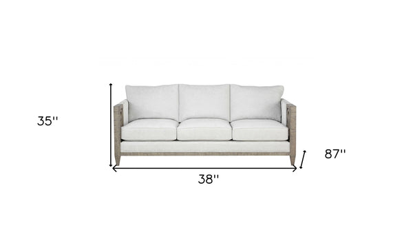 Homeroots 38" White Fabric Sofa With Black And Gray Legs   348643
