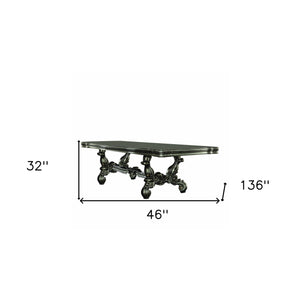 Homeroots 46" Green Solid Wood Trestle Base Dining Table  Wood 348653