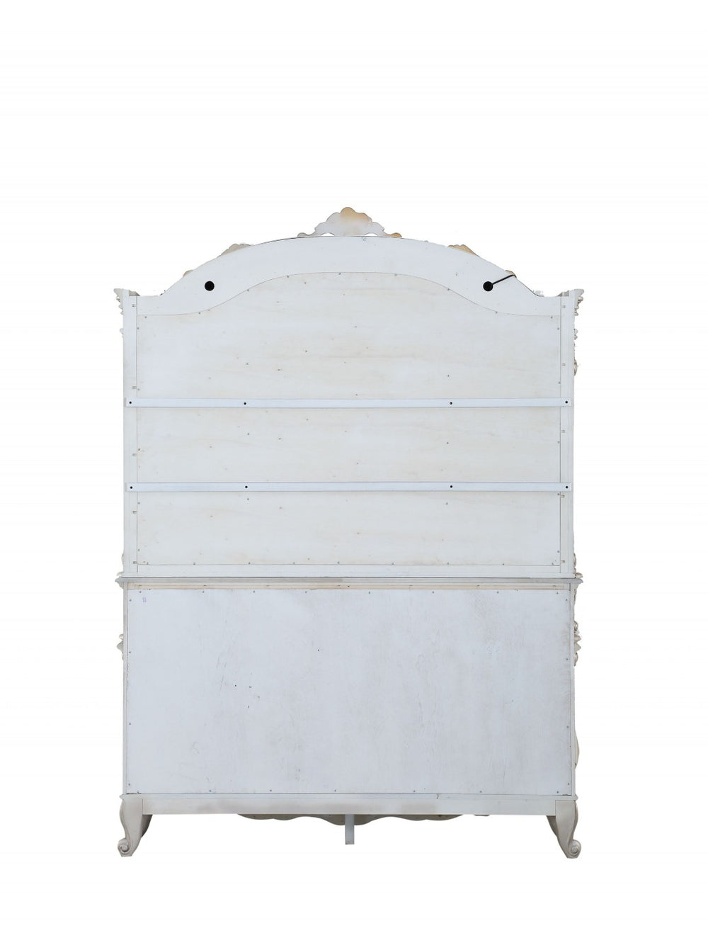 HomeRoots 24" Antique White Wood Glass Mirror Hutch Buffet - Elegant Storage with Timeless Charm for Any Room 348654