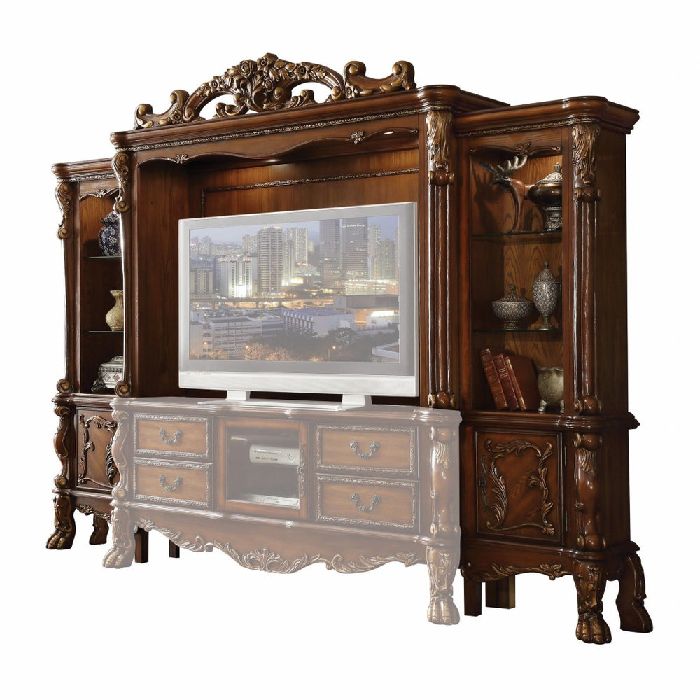 HomeRoots 118" Dark Brown Solid Wood Floating-Mount Entertainment Center for Streamlined Living Spaces 19" X 121" X 90" 348658