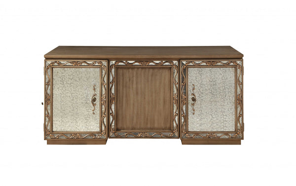 Homeroots 32" Brown Executive Desk With Two Cabinets   348660